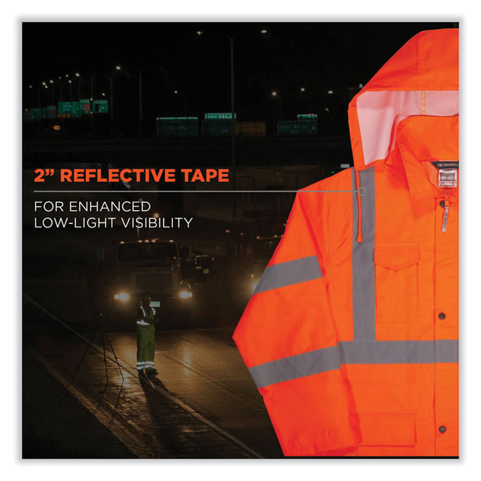 GloWear 8366 Class 3 Lightweight Hi-Vis Rain Jacket, Polyester, 4X-Large, Orange
