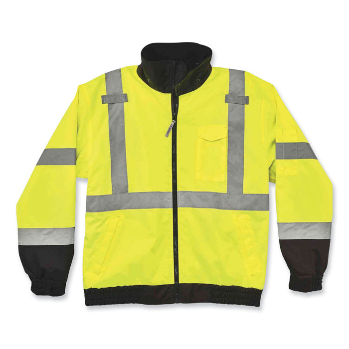 GloWear 8379 Class 3 Hi-Vis Fleece Lined Bomber Jacket, Lime, Large