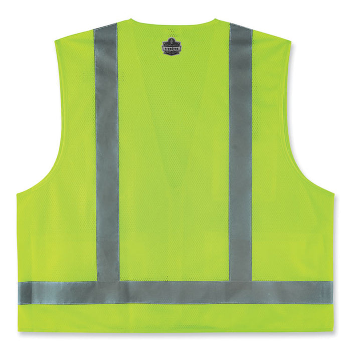 GloWear 8249Z-S Single Size Class 2 Economy Surveyors Zipper Vest, Polyester, 5X-Large, Lime