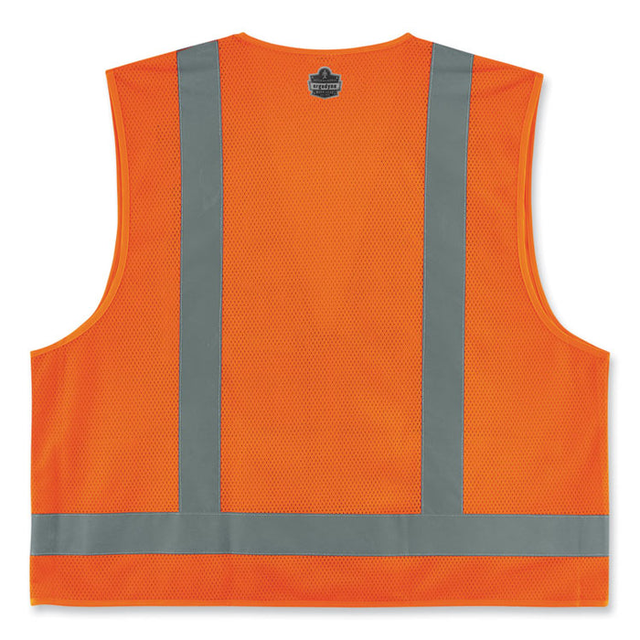 GloWear 8249Z-S Single Size Class 2 Economy Surveyors Zipper Vest, Polyester, Medium, Orange