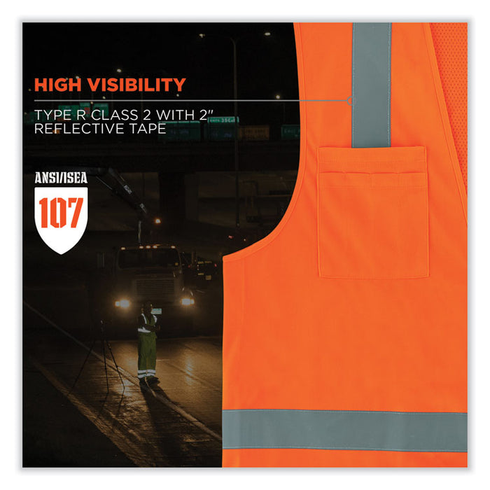 GloWear 8249Z-S Single Size Class 2 Economy Surveyors Zipper Vest, Polyester, Medium, Orange
