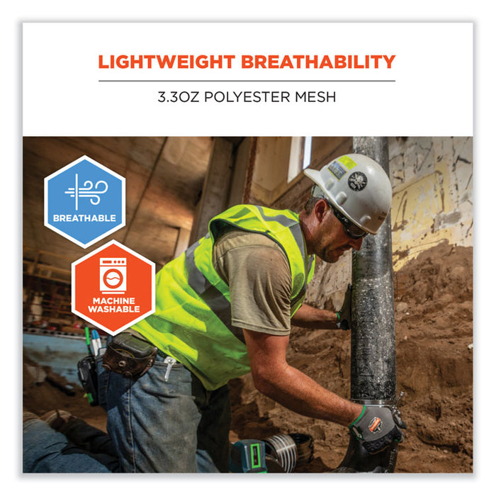 GloWear 8210HL-S Single Size Class 2 Economy Mesh Vest, Polyester, 3X-Large, Lime