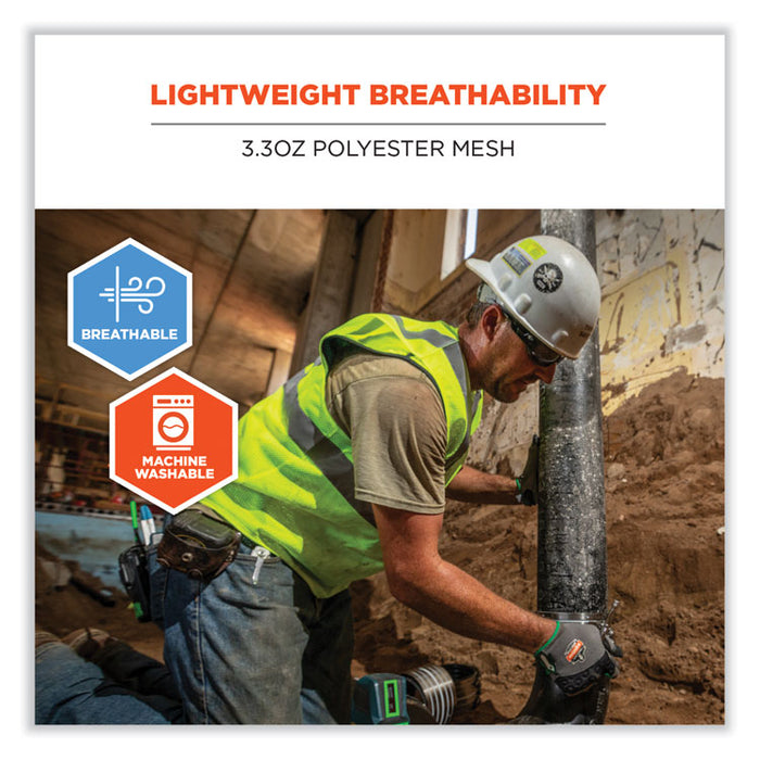 GloWear 8210HL-S Single Size Class 2 Economy Mesh Vest, Polyester, 4X-Large, Lime