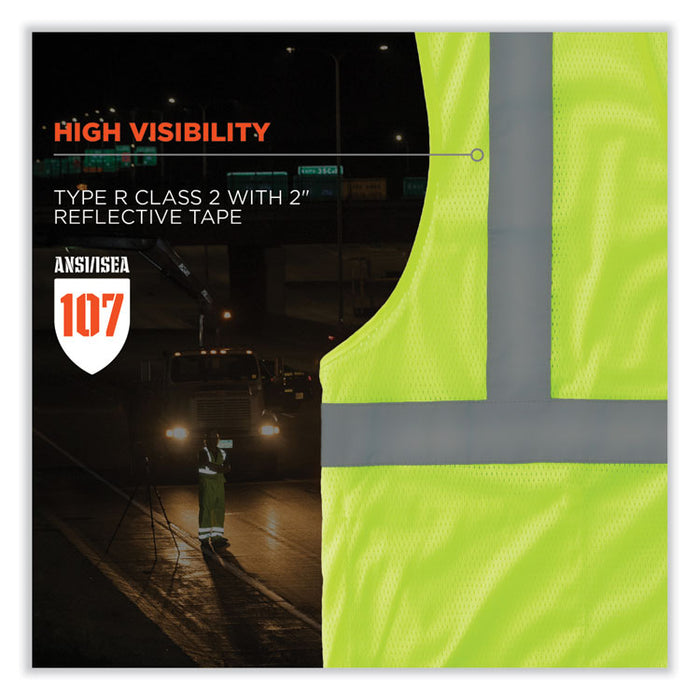 GloWear 8210HL-S Single Size Class 2 Economy Mesh Vest, Polyester, 5X-Large, Lime