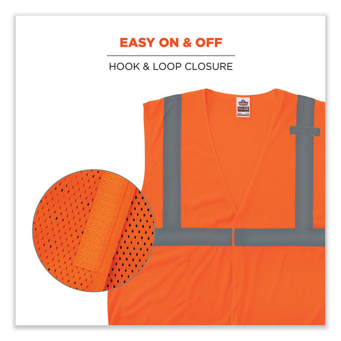 GloWear 8210HL-S Single Size Class 2 Economy Mesh Vest, Polyester, X-Large, Orange