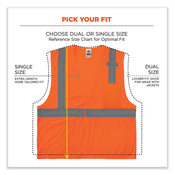 GloWear 8210HL-S Single Size Class 2 Economy Mesh Vest, Polyester, 3X-Large, Orange