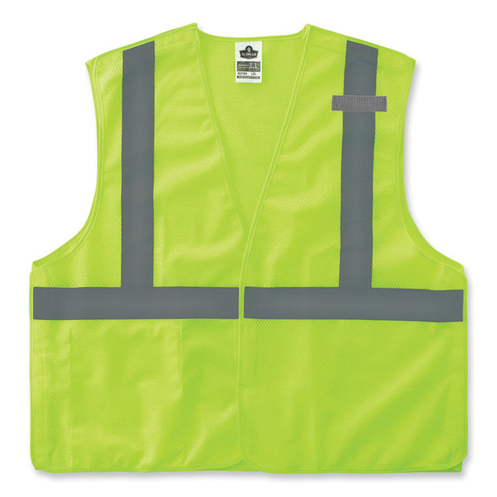 GloWear 8215BA-S Single Size Class 2 Economy Breakaway Mesh Vest, Polyester, Small, Lime
