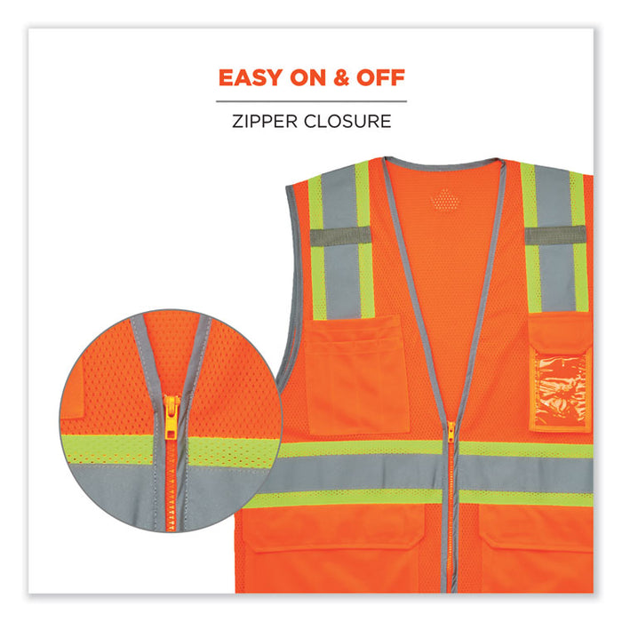 GloWear 8246Z-S Single Size Class 2 Two-Tone Mesh Vest, Polyester, 4X-Large, Orange