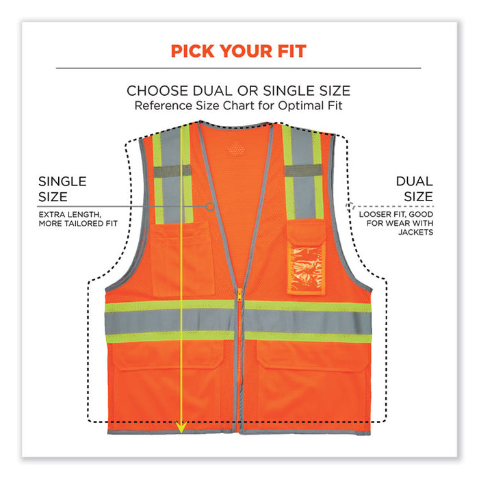 GloWear 8246Z-S Single Size Class 2 Two-Tone Mesh Vest, Polyester, 2X-Large, Orange