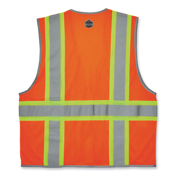 GloWear 8246Z-S Single Size Class 2 Two-Tone Mesh Vest, Polyester, Large, Orange