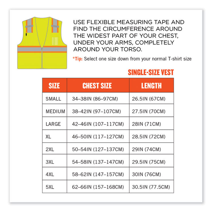 GloWear 8246Z-S Single Size Class 2 Two-Tone Mesh Vest, Polyester, 5X-Large, Lime