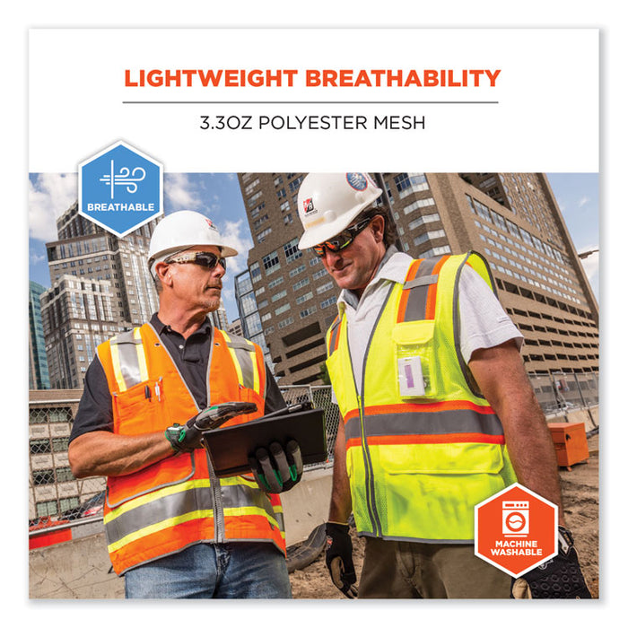 GloWear 8246Z-S Single Size Class 2 Two-Tone Mesh Vest, Polyester, Small, Lime