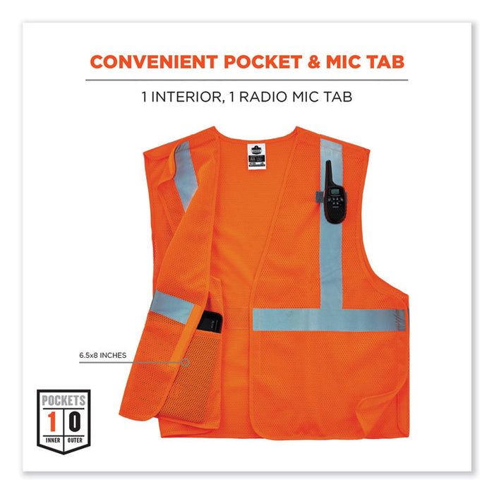 GloWear 8215BA-S Single Size Class 2 Economy Breakaway Mesh Vest, Polyester, 5X-Large, Orange