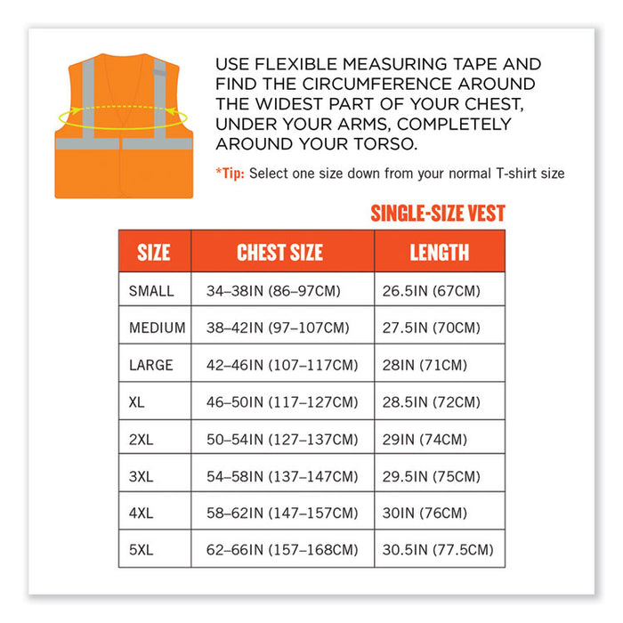 GloWear 8215BA-S Single Size Class 2 Economy Breakaway Mesh Vest, Polyester, 3X-Large, Orange