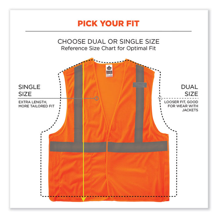 GloWear 8215BA-S Single Size Class 2 Economy Breakaway Mesh Vest, Polyester, 3X-Large, Orange