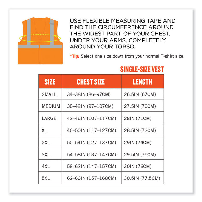 GloWear 8215BA-S Single Size Class 2 Economy Breakaway Mesh Vest, Polyester, Medium, Orange