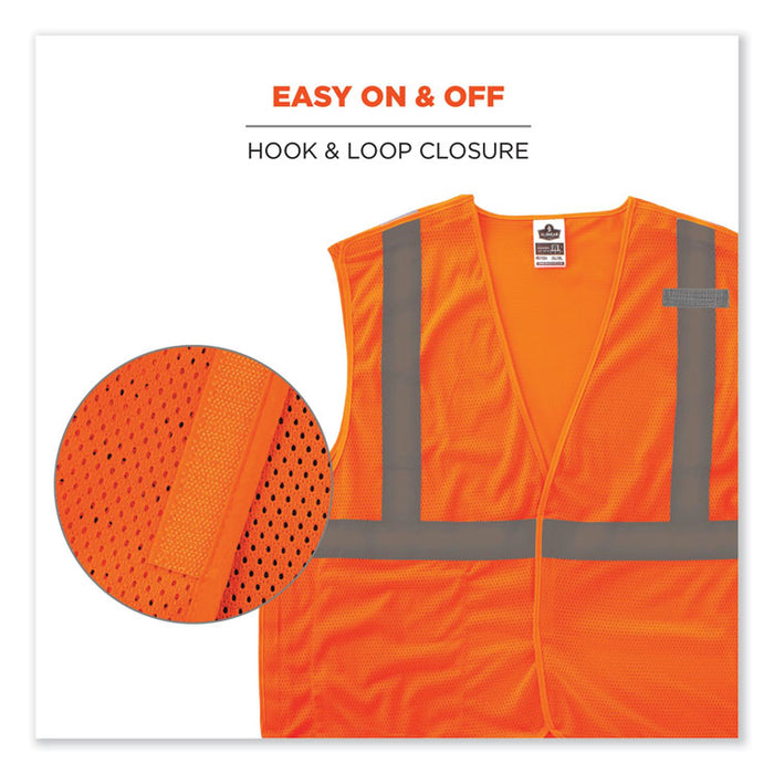 GloWear 8215BA-S Single Size Class 2 Economy Breakaway Mesh Vest, Polyester, Small, Orange