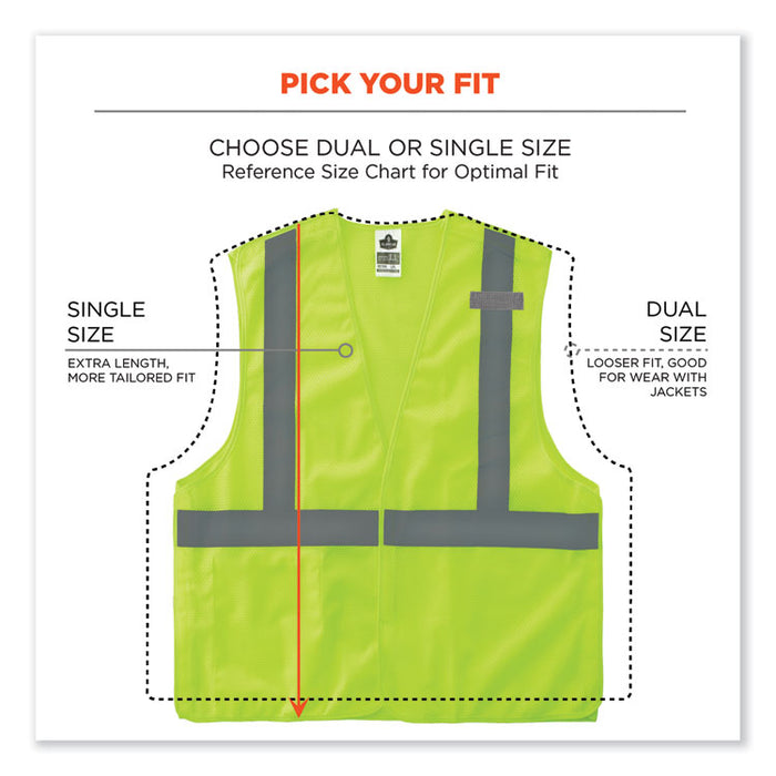 GloWear 8215BA-S Single Size Class 2 Economy Breakaway Mesh Vest, Polyester, 5X-Large, Lime