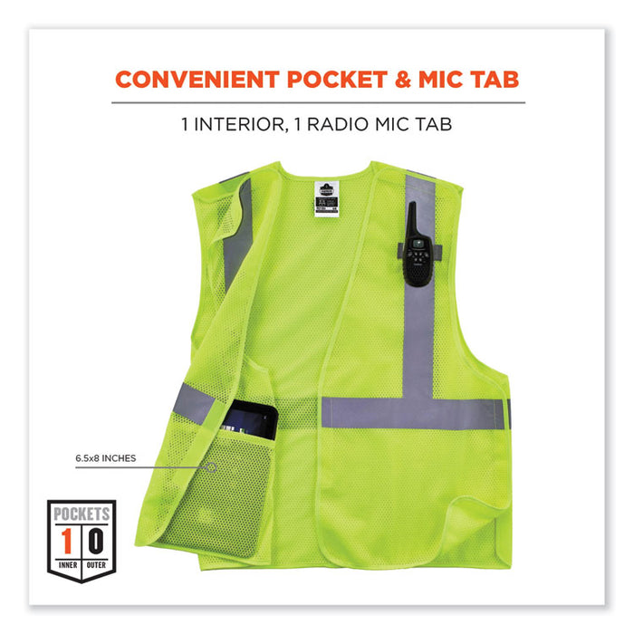 GloWear 8215BA-S Single Size Class 2 Economy Breakaway Mesh Vest, Polyester, 2X-Large, Lime