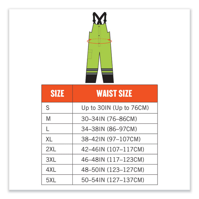 GloWear 8918BK Class E Hi-Vis Rain Bibs Black Bottom, Small, Lime