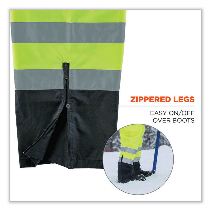 GloWear 8918BK Class E Hi-Vis Rain Bibs Black Bottom, 2X-Large, Lime