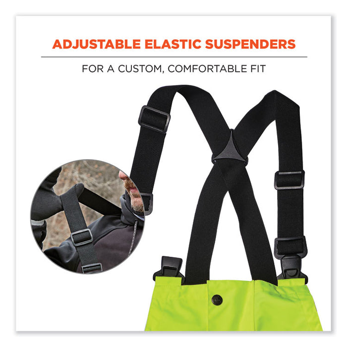 GloWear 8918BK Class E Hi-Vis Rain Bibs Black Bottom, 3X-Large, Lime