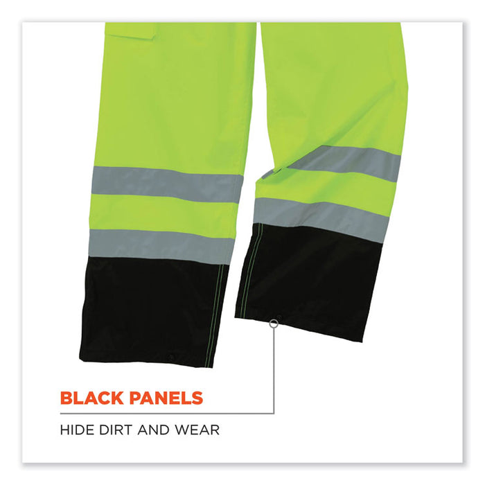 GloWear 8918BK Class E Hi-Vis Rain Bibs Black Bottom, 4X-Large, Lime