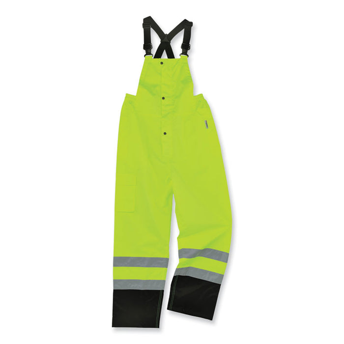 GloWear 8918BK Class E Hi-Vis Rain Bibs Black Bottom, 4X-Large, Lime