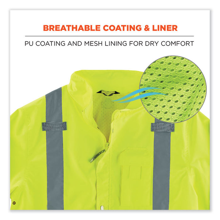 GloWear 8365BK Class 3 Hi-Vis Rain Jacket Black Bottom, Large, Lime