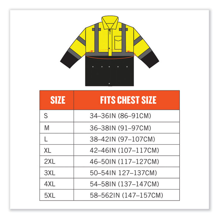 GloWear 8365BK Class 3 Hi-Vis Rain Jacket Black Bottom, 2X-Large, Lime