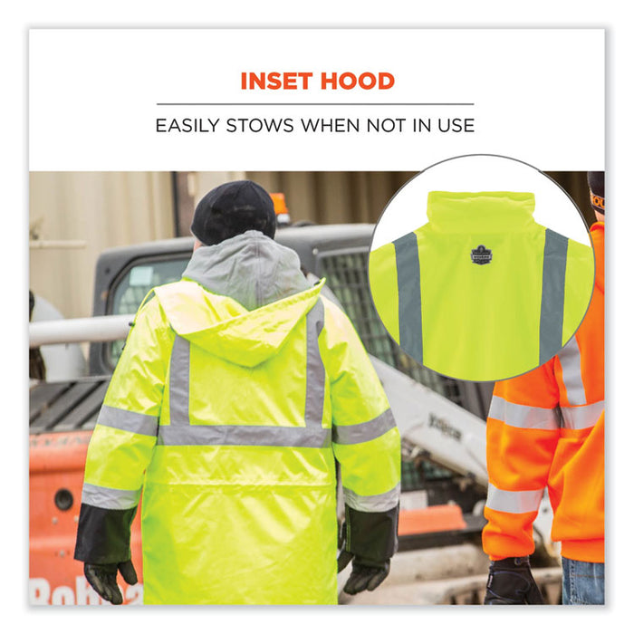 GloWear 8365BK Class 3 Hi-Vis Rain Jacket Black Bottom, 5X-Large, Lime