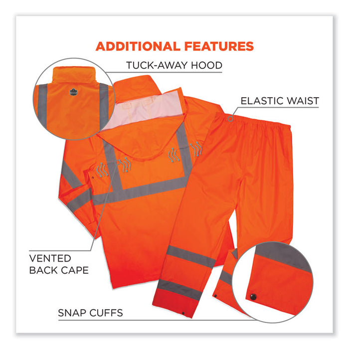 GloWear 8376K Lightweight HV Rain Suit, Large, Orange