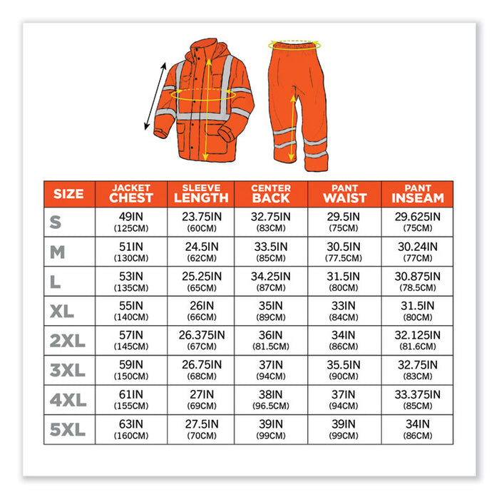 GloWear 8376K Lightweight HV Rain Suit, Large, Orange