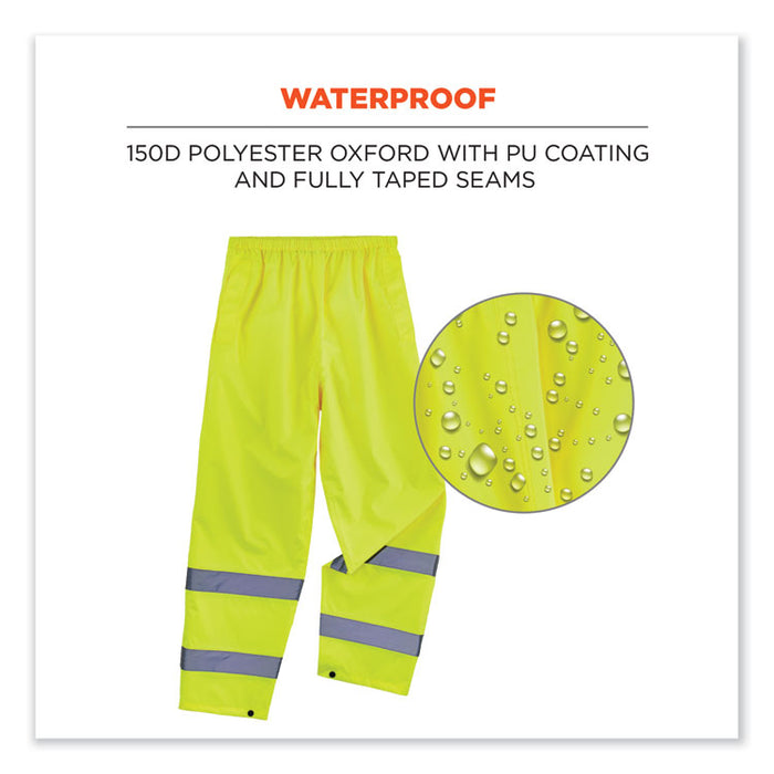 GloWear 8916 Class E Lightweight Hi-Vis Rain Pants, Medium, Lime