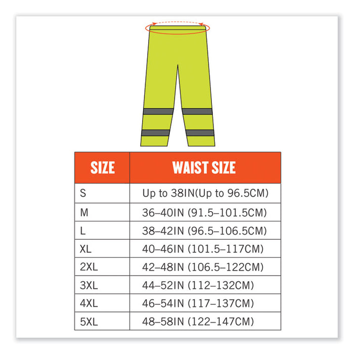 GloWear 8916 Class E Lightweight Hi-Vis Rain Pants, X-Large, Lime