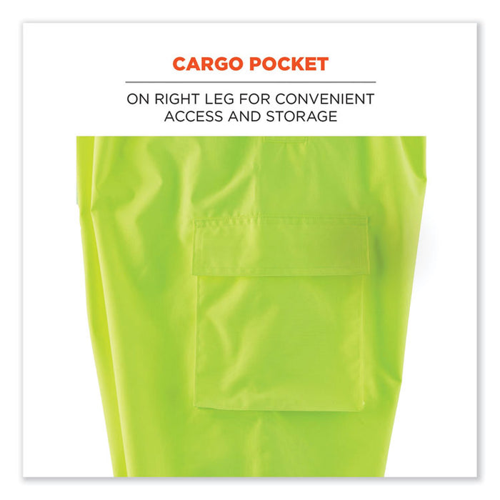 GloWear 8915BK Class E Hi-Vis Rain Pants Black Bottom, Large, Lime