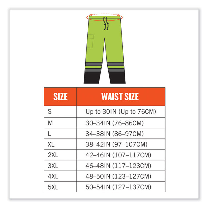 GloWear 8915BK Class E Hi-Vis Rain Pants Black Bottom, 3X-Large, Lime