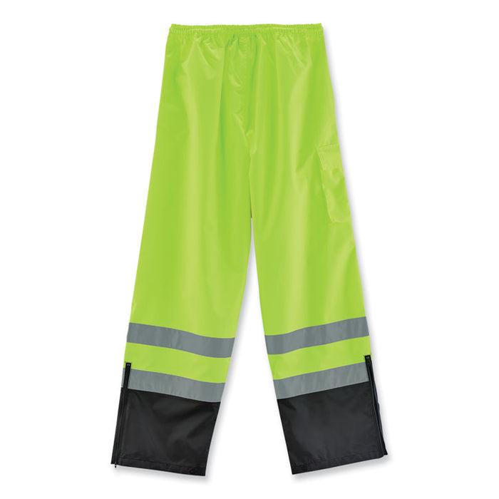 GloWear 8915BK Class E Hi-Vis Rain Pants Black Bottom, 5X-Large, Lime