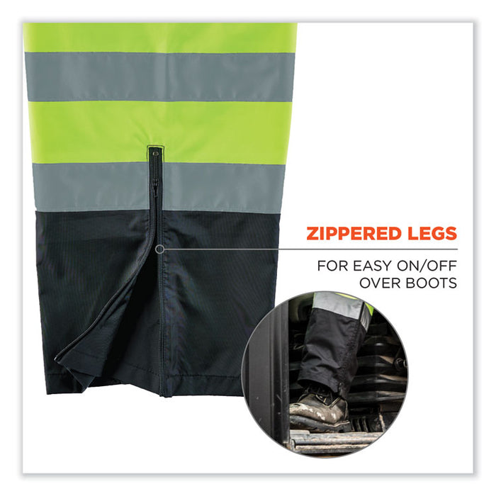 GloWear 8915BK Class E Hi-Vis Rain Pants Black Bottom, 5X-Large, Lime