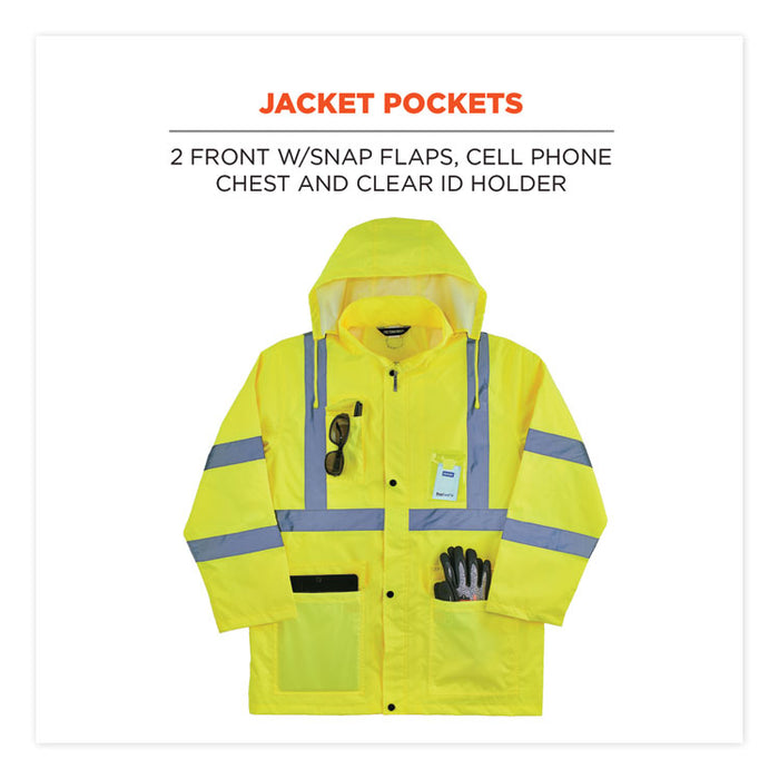 GloWear 8376K Lightweight HV Rain Suit, Medium, Lime