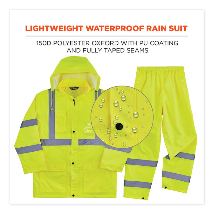 GloWear 8376K Lightweight HV Rain Suit, Large, Lime