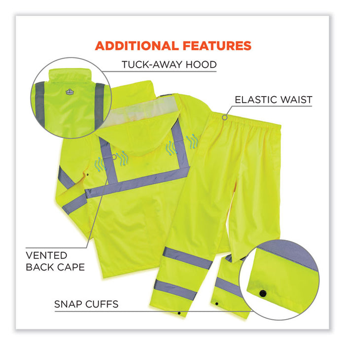 GloWear 8376K Lightweight HV Rain Suit, X-Large, Lime