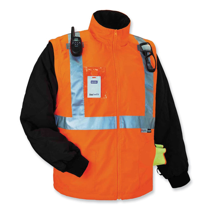 GloWear 8287 Class 2 Hi-Vis Jacket with Removable Sleeves, Large, Orange
