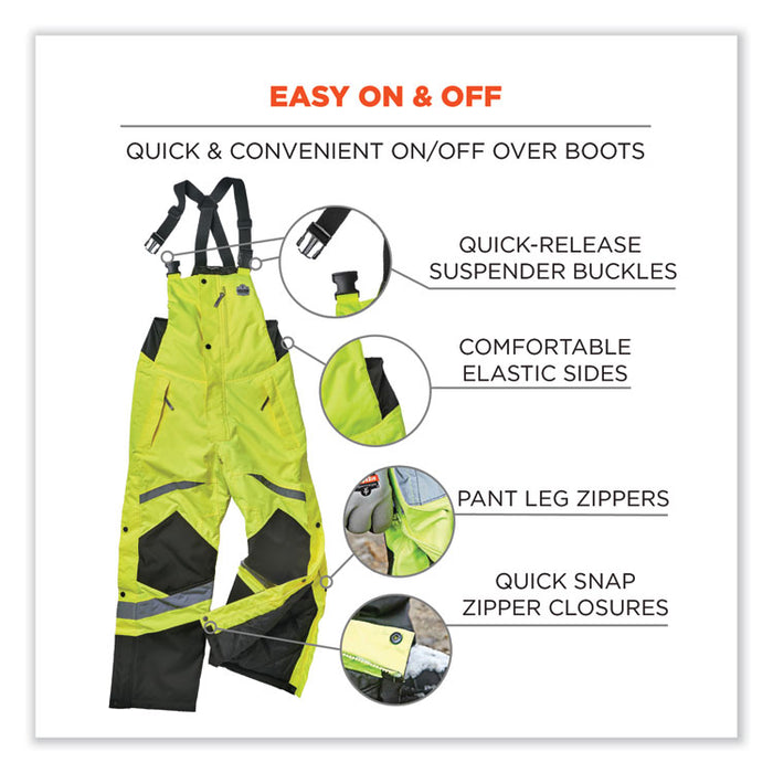 GloWear 8928 Class E Hi-Vis Insulated Bibs, 2X-Large, Lime