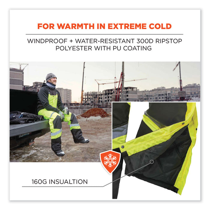 GloWear 8928 Class E Hi-Vis Insulated Bibs, 4X-Large, Lime