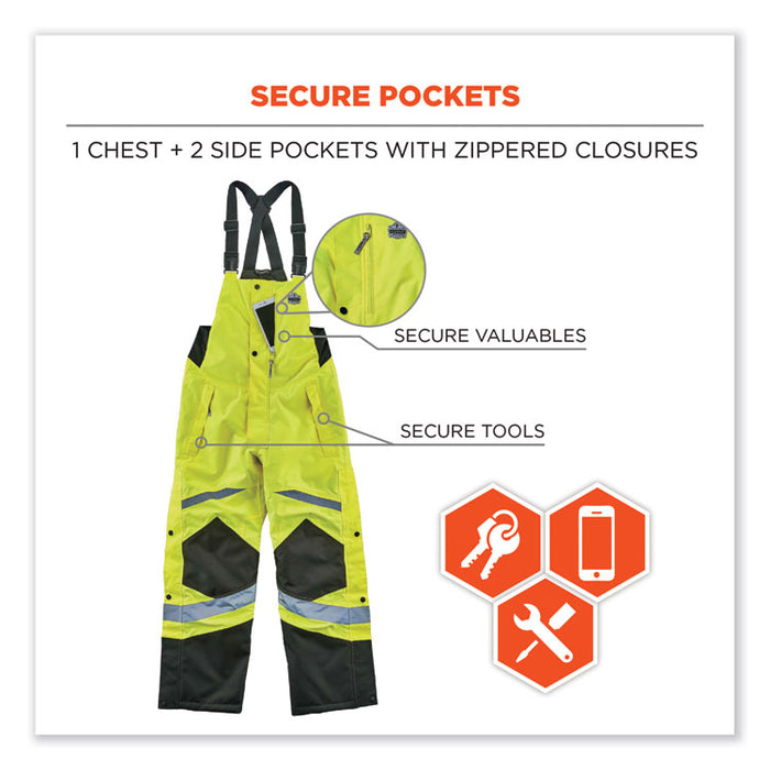 GloWear 8928 Class E Hi-Vis Insulated Bibs, 4X-Large, Lime