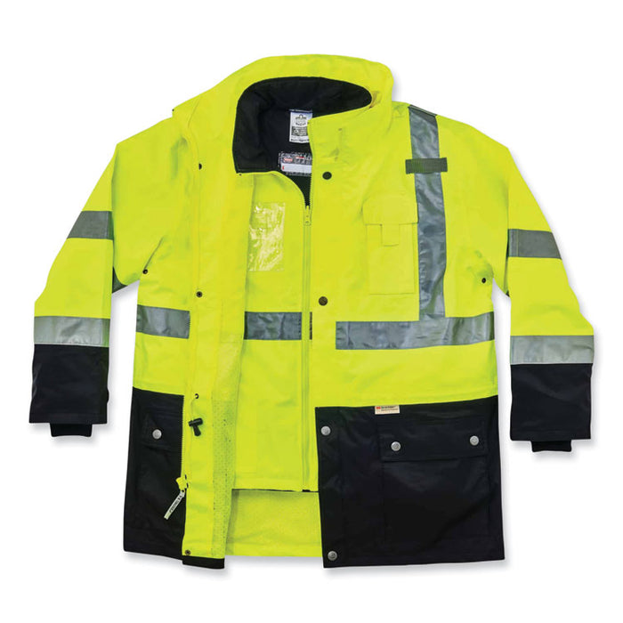 GloWear 8388 Class 3/2 Hi-Vis Thermal Jacket Kit, 4X-Large, Lime