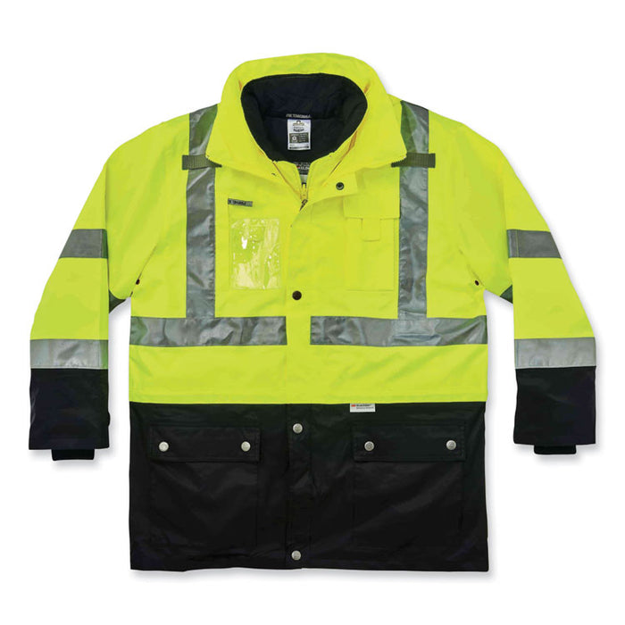 GloWear 8388 Class 3/2 Hi-Vis Thermal Jacket Kit, 4X-Large, Lime
