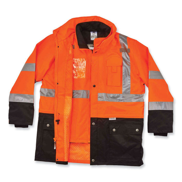 GloWear 8388 Class 3/2 Hi-Vis Thermal Jacket Kit, 4X-Large, Orange