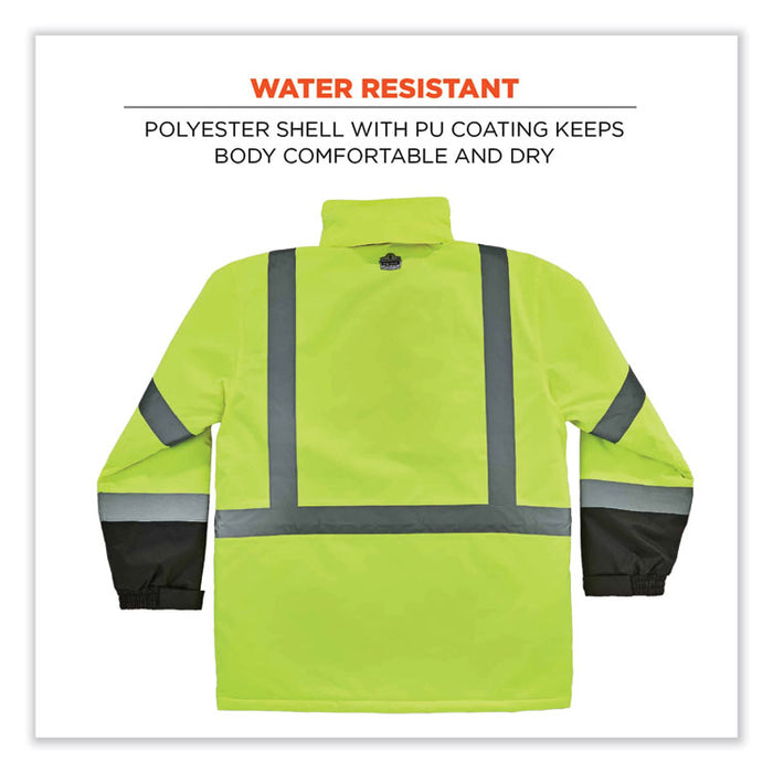 GloWear 8384 Class 3 Hi-Vis Quilted Thermal Parka, Medium, Lime